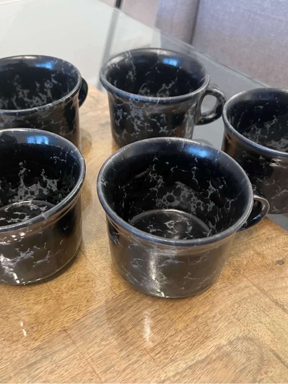 Bennington Potters Vermont Black on Slate Agate Coffee Cup Mug Set of 5
